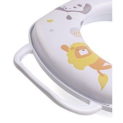 Babyhug Soft Cushioned Baby Potty Seat with Handle & Animal Print -  White