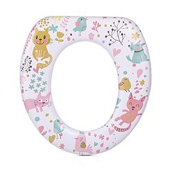 Babyhug Cushioned Potty Seat with Cat Print -  White