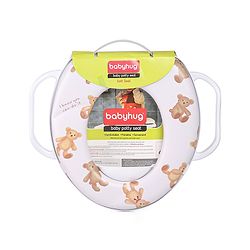 Babyhug Baby Potty Seat with Handle & Bear Print -  White