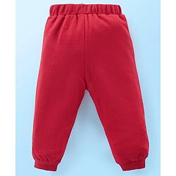 Babyhug Disney Cotton Knit Full Sleeves T-Shirt & Jogger Set with Mickey Mouse Graphics - Red & White