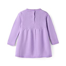 Babyhug Knitted Full Sleeves Pullover Woollen Dress With Floral Embroidery - Lilac