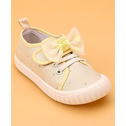 Cute Walk by Babyhug Casual Lace Up Shoes With Bow Applique - Yellow