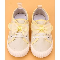 Cute Walk by Babyhug Casual Lace Up Shoes With Bow Applique - Yellow