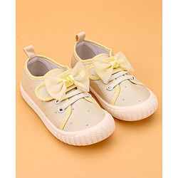 Cute Walk by Babyhug Casual Lace Up Shoes With Bow Applique - Yellow