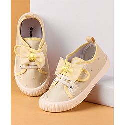 Cute Walk by Babyhug Casual Lace Up Shoes With Bow Applique - Yellow