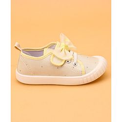 Cute Walk by Babyhug Casual Lace Up Shoes With Bow Applique - Yellow