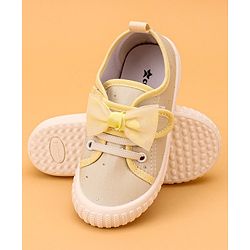 Cute Walk by Babyhug Casual Lace Up Shoes With Bow Applique - Yellow