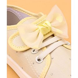 Cute Walk by Babyhug Casual Lace Up Shoes With Bow Applique - Yellow