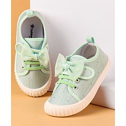 Cute Walk by Babyhug Casual Lace Up Shoes With Bow Applique - Yellow