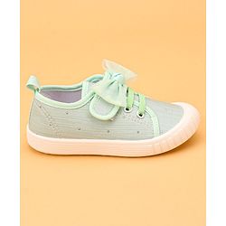 Cute Walk by Babyhug Casual Lace Up Shoes With Bow Applique - Yellow