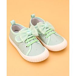 Cute Walk by Babyhug Casual Lace Up Shoes With Bow Applique - Yellow