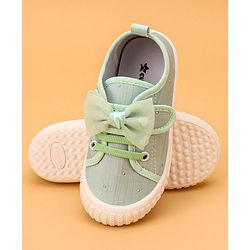 Cute Walk by Babyhug Casual Lace Up Shoes With Bow Applique - Yellow