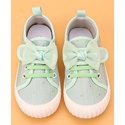 Cute Walk by Babyhug Casual Lace Up Shoes With Bow Applique - Yellow
