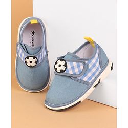 Cute Walk by Babyhug Musical Casual Shoes with Velcro Closure and Football Patch- Blue