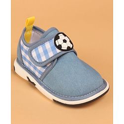 Cute Walk by Babyhug Musical Casual Shoes with Velcro Closure and Football Patch- Blue