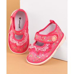 Cute Walk by Babyhug  Musical Casual Shoes Rainbow & Stars Print With Lace Detailing - Fuchsia