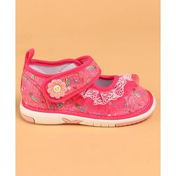 Cute Walk by Babyhug  Musical Casual Shoes Rainbow & Stars Print With Lace Detailing - Fuchsia