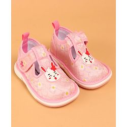 Cute Walk by Babyhug Velcro Closure Musical Casual Shoes With Kitty Applique - Pink