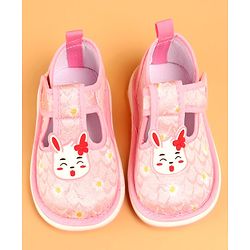 Cute Walk by Babyhug Velcro Closure Musical Casual Shoes With Kitty Applique - Pink