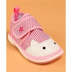 Cute Walk by Babyhug Velcro Closure Musical Stripe Casual Shoes - Pink