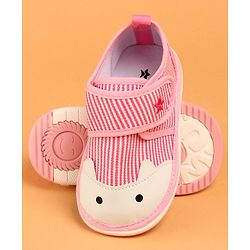 Cute Walk by Babyhug Velcro Closure Musical Stripe Casual Shoes - Pink