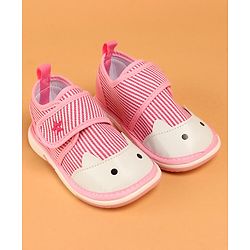 Cute Walk by Babyhug Velcro Closure Musical Stripe Casual Shoes - Pink