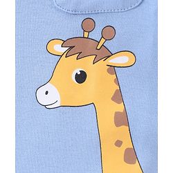 Babyhug 100% Cotton Knit Full Sleeves Onesies with Leggings and Cap Mittens Booties With Giraffe Print - Multicolor
