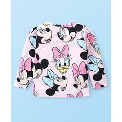 Babyhug Disney Cotton Knit Full Sleeves Night Suit with Minnie Mouse and Friends Print - Pink