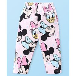 Babyhug Disney Cotton Knit Full Sleeves Night Suit with Minnie Mouse and Friends Print - Pink