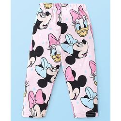 Babyhug Disney Cotton Knit Full Sleeves Night Suit with Minnie Mouse and Friends Print - Pink