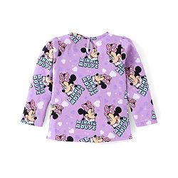 Babyhug Disney Single Jersey Knit Full Sleeves Night Suit with Minnie Mouse Print - Purple