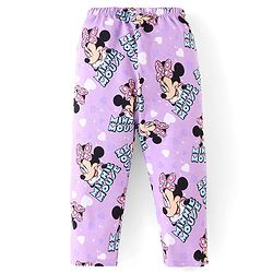 Babyhug Disney Single Jersey Knit Full Sleeves Night Suit with Minnie Mouse Print - Purple