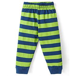 Babyhug Cotton Knit Full Sleeves Night Suits With Football & Dino Print Pack Of 2 - Green & Blue