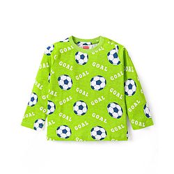 Babyhug Cotton Knit Full Sleeves Night Suits With Football & Dino Print Pack Of 2 - Green & Blue