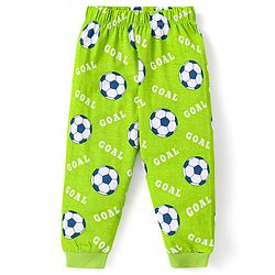 Babyhug Cotton Knit Full Sleeves Night Suits With Football & Dino Print Pack Of 2 - Green & Blue