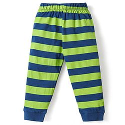 Babyhug Cotton Knit Full Sleeves Night Suits With Football & Dino Print Pack Of 2 - Green & Blue