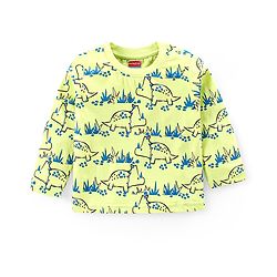 Babyhug Cotton Knit Full Sleeves Night Suit With Dino Print - Green