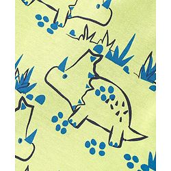 Babyhug Cotton Knit Full Sleeves Night Suit With Dino Print - Green
