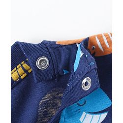 Babyhug Cotton Knit Full Sleeves Night Suit With Sea Life Print - Navy