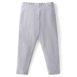 Babyhug Cotton Lycra Knit Full Length Solid Color Leggings with Stretch - Grey