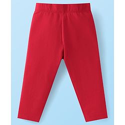 Babyhug Cotton Lycra Full Length Solid Colour Leggings Pack of 5 -  Red Pink & Black