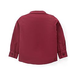 Babyhug Woven Full Sleeves Shirt & Trousers Set with Suspendor Bow & Hat - Maroon & Beige