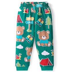 Babyhug Cotton Knit Full Sleeves Night Suit with Animal & Cloud Print - Green