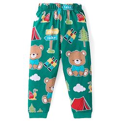 Babyhug Cotton Knit Full Sleeves Night Suit with Animal & Cloud Print - Green