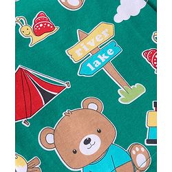 Babyhug Cotton Knit Full Sleeves Night Suit with Animal & Cloud Print - Green