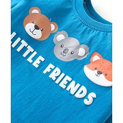 Babyhug Cotton Knit Full Sleeves Night Suit With Animals Print - Blue