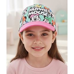 Babyhug Cotton Woven Cap With Minnie Mouse Graphics Pink - Circumference 60 cm