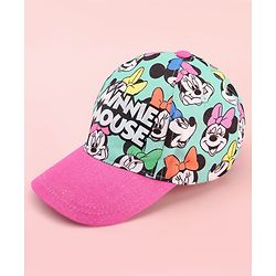 Babyhug Cotton Woven Cap With Minnie Mouse Graphics Pink - Circumference 60 cm