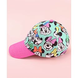 Babyhug Cotton Woven Cap With Minnie Mouse Graphics Pink - Circumference 60 cm