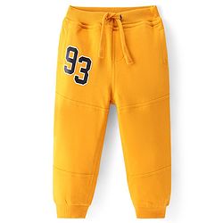 Babyhug Cotton Knit Full Length Lounge Pants With Number Print - Yellow